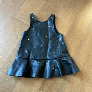 Zara Girls Black Faux Leather Studded Overall Dress 12-18 Months